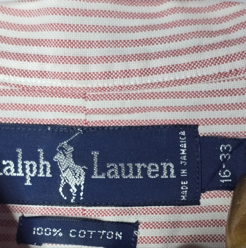 Polo Ralph Lauren Pink Oxford Button Up Shirt Mens L Custom Fit Flesh Pony 16-33 - Picture 7 of 8